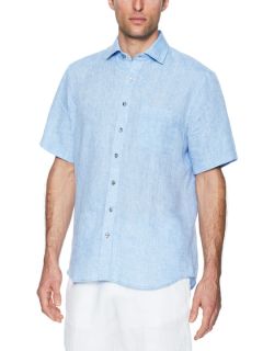 Solid Linen Chambray Sportshirt by Aqua by Toscano