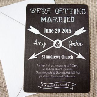 chalkboard and arrow wedding stationery by wedding in a teacup