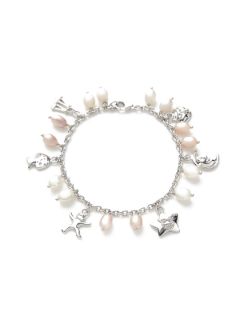 Multicolor Pearl & Silver Charm Bracelet by Tara Pearls Essentials