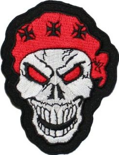 Red Eye Skull Iron Cross Embroidered iron on Motorcycle Biker Patch