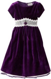 Rare Editions Girls 7 16 Velvet Dress, Eggplant/Ivory, 8 Special Occasion Dresses Clothing
