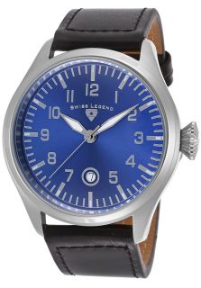 Swiss Legend 30331 03 SA  Watches,Pioneer Black Genuine Leather Blue Dial Silver Tone Case, Casual Swiss Legend Quartz Watches