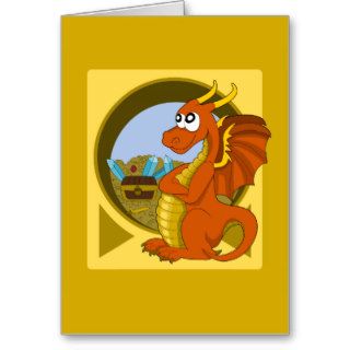 Greeting card with dragon cartoon
