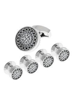 Graphic Crystal Cufflinks and Stud Set by Tateossian
