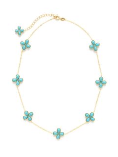 Turquoise Floral Station Necklace by Belargo