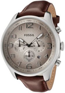 Fossil FS4515  Watches,Mens Chronograph Taupe Degraded Dial Brown Leather, Chronograph Fossil Quartz Watches