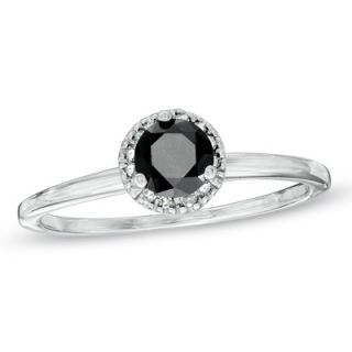 CT. T.W. Enhanced Black and White Diamond Frame Ring in Sterling