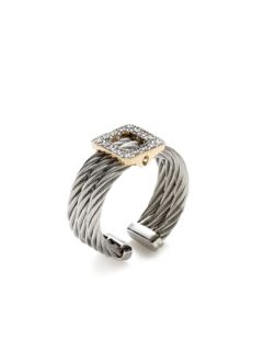 Classique Grey & Diamond Open Square Station Ring by Charriol