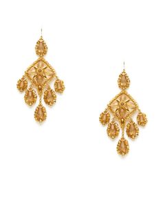 Gold & Champagne Chandelier Earrings by Miguel Ases