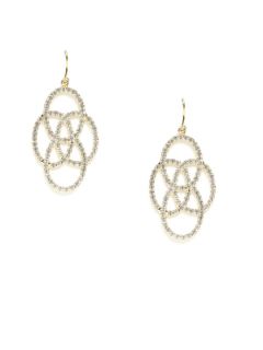 Gold & Crystal Interlocking Circle Earrings by Sheila Fajl