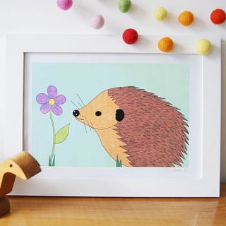 happy hedgehog art print by superfumi