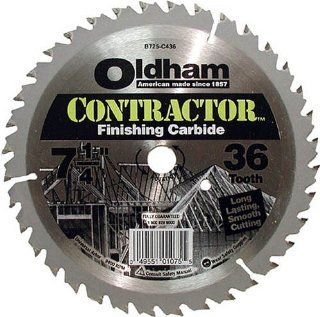 Oldham 725C436 Contractor 7 1/4 Inch 36 Tooth ATB Finishing Saw Blade with 5/8 Inch and Diamond Knockout Arbor   Circular Saw Blades  