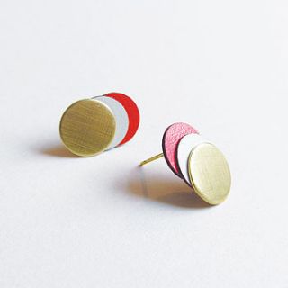 brass coral circle earrings by lovely pigeon