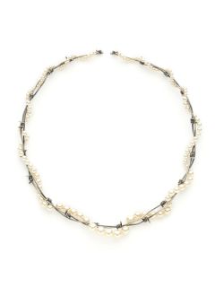 Pearlous Silver Barbed Wire Collar Necklace by Tom Binns