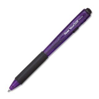 Pentel WOW Gel Colors Sparkle Retractable Gel Pen 0.7mm Medium Line Violet Ink, Box of 12 (K437CR V)  Gel Ink Rollerball Pens 