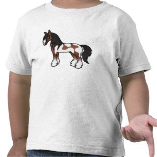 Brown Piebald Cartoon Gypsy Vanner Shire Horse T Shirt