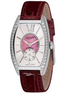 Akribos XXIV AK471PU  Watches,Womens Allura Diamond and Crystal Swiss Quartz Tonneau Strap, Luxury Akribos XXIV Quartz Watches