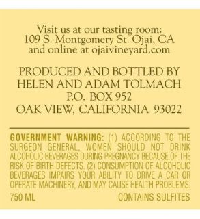 2012 The Ojai Vineyard Kick On Ranch Riesling 750 mL Wine