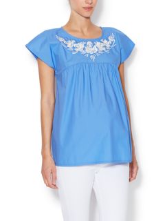 Embroidered Cotton Flutter Sleeve Blouse by Alex + Alex Maternity