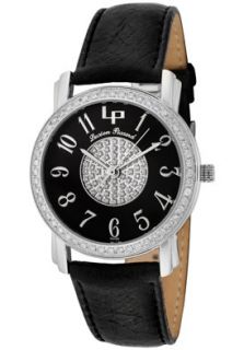 Lucien Piccard 27015BK  Watches,Womens Sakura White Diamond (0.78 ctw) Black Genuine Leather, Luxury Lucien Piccard Quartz Watches