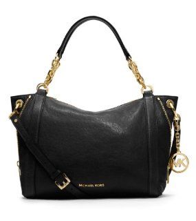 Michael Kors Stanthorpe Black Satchel Gold Chain Tote Handbag Shoes
