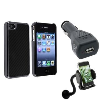 Black with Silver Case/ Charger/ Phone Holder for Apple iPhone 4/ 4S BasAcc Cases & Holders