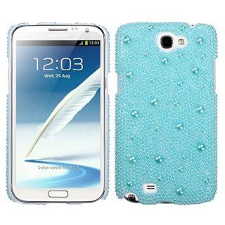 Hard Plastic Snap on Cover Fits Samsung T889 I605 N7100 Galaxy Note II Baby Blue Pearl Diamond Back AT&T Cell Phones & Accessories