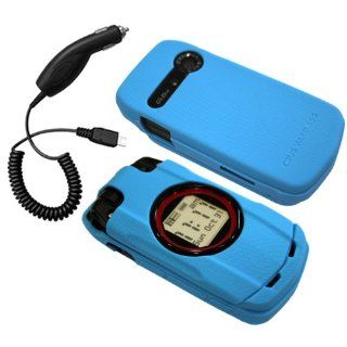 Teal Blue Silicone Case / Skin / Cover & Car Charger for Hitachi Casio G'zOne Ravine C751 Cell Phones & Accessories