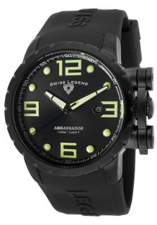 Swiss Legend 30021 PHT  Watches,Ambassador Black Silicone Strap & Dial Black Accents, Classic Swiss Legend Quartz Watches