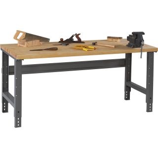 Tennsco Adjustable Workbench — Wood Top, 72in.W x 36in.D, Medium Gray, Model# WBA-1-3672W  Workbenches