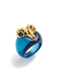 Royal Blue & Gold Rams Head Ring by Nico London