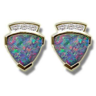 .12 ct 8mm Trillion Boulder Opal Earring Jewelry