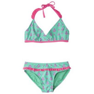 Girls 2 Piece Anchor Halter Bikini Swimsuit Set