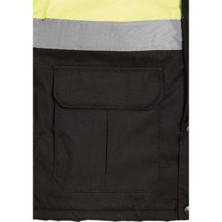 Class 3 High-Visibility Parka with Teflon — Lime/Black, 2XL, Model# UHV1004  Safety Jackets