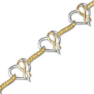 Hero Hearts Lab Created Yellow Sapphire Heart Line Bracelet in