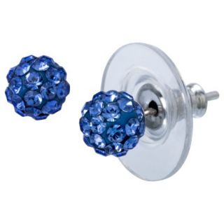 Sterling Silver Crystal Ball Stud Earring   Blue