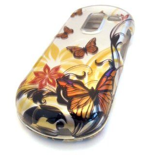 Samsung R455c Straight Yellow Butterfly GLOSS Design HARD Case Skin Cover Protector Cell Phones & Accessories