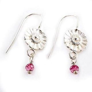 daisy earrings with pink tourmaline beads by faith tavender jewellery