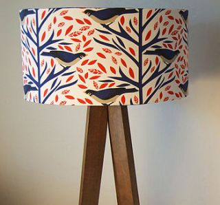 coral and blue birds designer drum lampshade by lampara