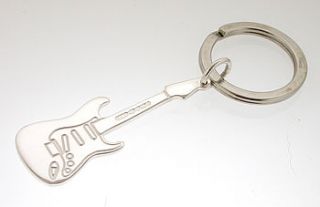 personalised silver electric guitar key ring by david louis design