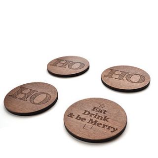 eat, drink and be merry christmas coasters by made lovingly made