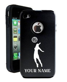 SudysAccessories Personalized Customized Custom Female Volleyball Player iPhone 4 Case iPhone 4S Case   MetalTouch Black Aluminium Shell With Silicone Inner Protective Designer Case Personalized For FREE(Send us an  email after purchase with your choice of