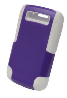 GO BC459 Silicone Skin and Plastic 2 In 1 Soft Protective Hard Case for Blackberry 9700/9780   1 Pack   Retail Packaging   Purple and White Cell Phones & Accessories