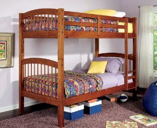 Bunk Bed   Twin / Twin Size Bunk Bed in Oak   Coaster Home & Kitchen