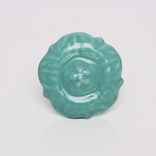 light blue ceramic pop it flower pull knob by trinca ferro