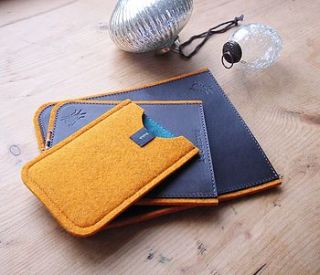 bright felt and leather case for ipod by elytra england