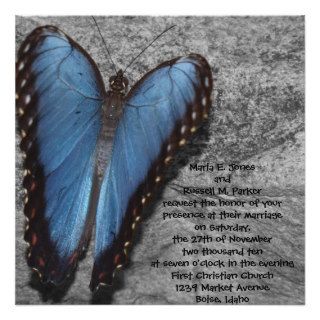 Blue Butterfly Wedding Announcements