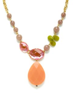 Faceted Jade, Glass, & Resin Pendant Necklace by David Aubrey