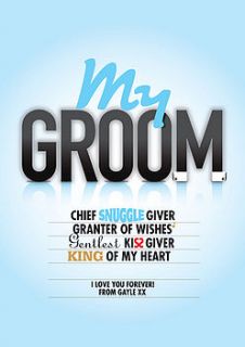 typographic groom poster by giftelope ltd