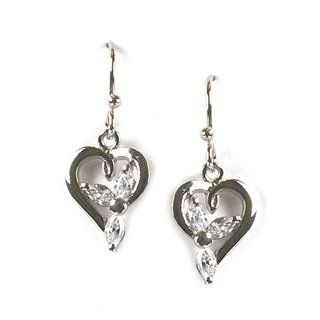 Jody Coyote Flourish Heart Earrings with 3 Marquise CZ ER453 Jewelry
